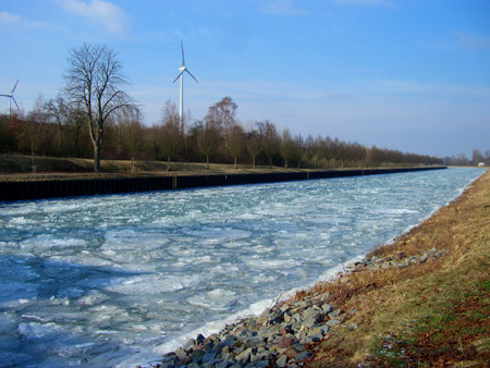 Winter 2012, gefrorenen Kanal Höhe Sperrtor in Holthausen